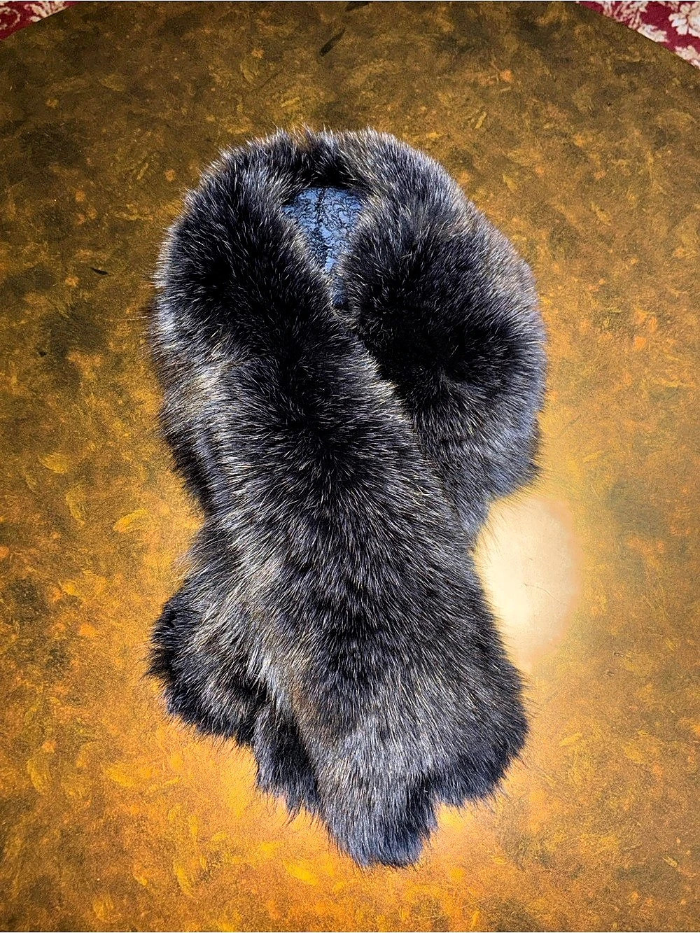 Kyi Genuine Fox Fur Boa Wrap Scarf Black & Gray